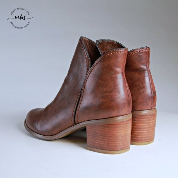 Steve Madden Johan Faux Leather Ankle Booties Brown Women 10 - Picture 5 of 13